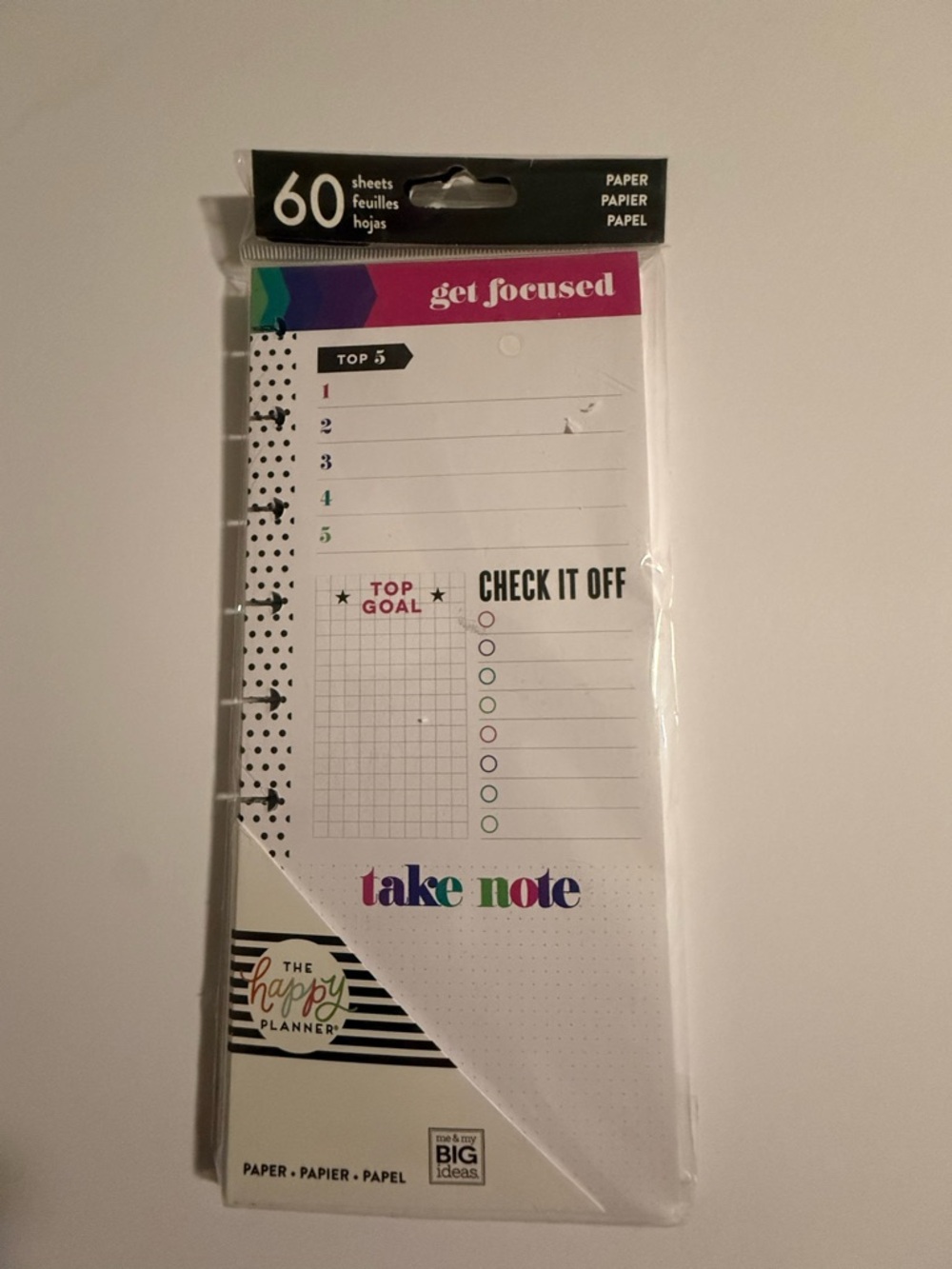 The Happy Planner Get Focused 60 Sheets Take Note Sheets - Multicolor